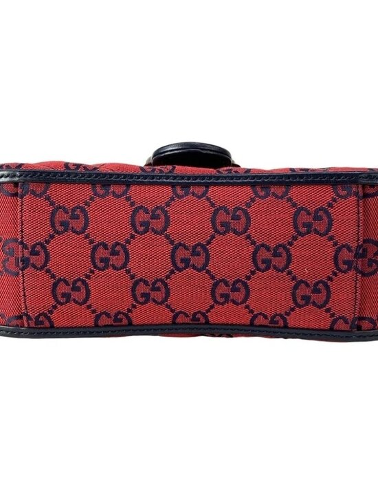GUCCI GG Marmont mini top handle bag Red Navy Jacquard Leather Handbag main image 10